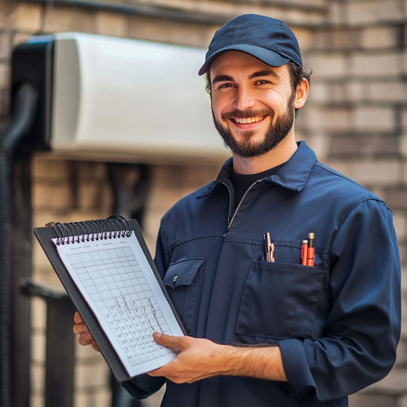 HVAC_Technician_holding_a_calendar1 HVAC Maintenance Schedule