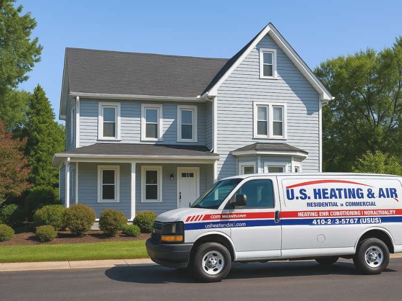 Felton HVAC Delaware (2-story house with a van parking outside) | U,S. Heating & Air