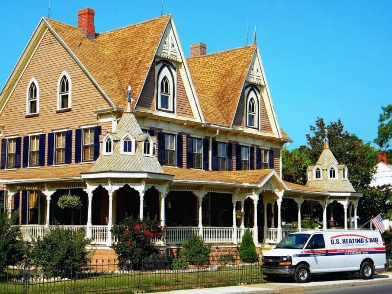Frankford-HVAC-DE-Victorian-House-with-a-Van-US-Heating-And-Air Frankford HVAC DE (A victorian house with a service van parking) | U.S. Heating & Air