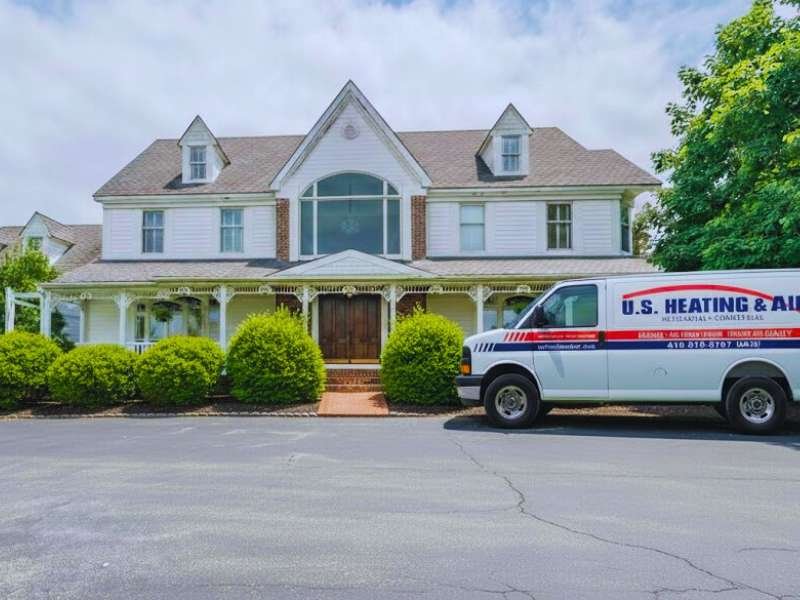 Greenwood HVAC DE (2-story house with a van parking outside) | U.S. Heating & Air Greenwood HVAC DE (2-story house with a van parking outside) | U.S. Heatingac & Air